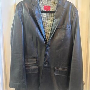 Cole Haan Men's Super Soft Black Leather Lambskin leather blazer jacket size S